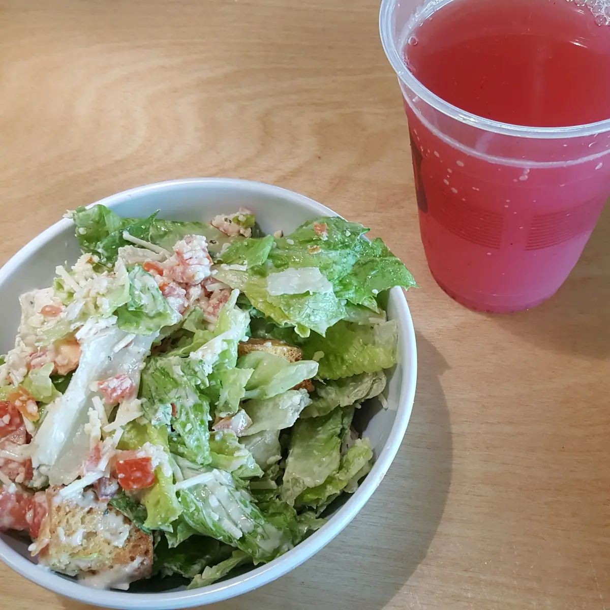 Small Caesar Salad and Pink Lemonade