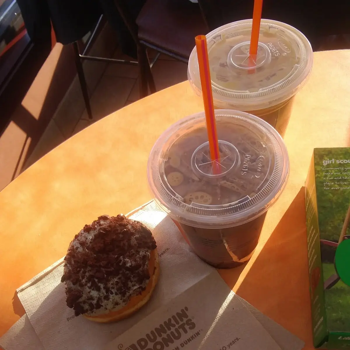 Thin Mint Donut and Samoa Iced Latte