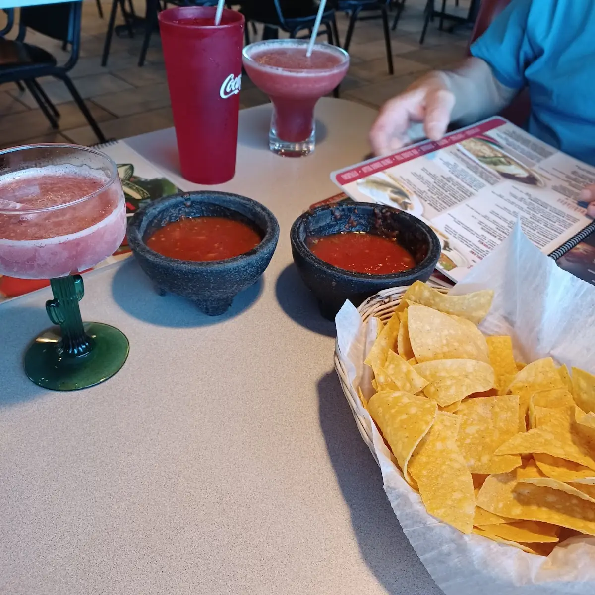 2 Strawberry Margaritas OH Ya with Chips