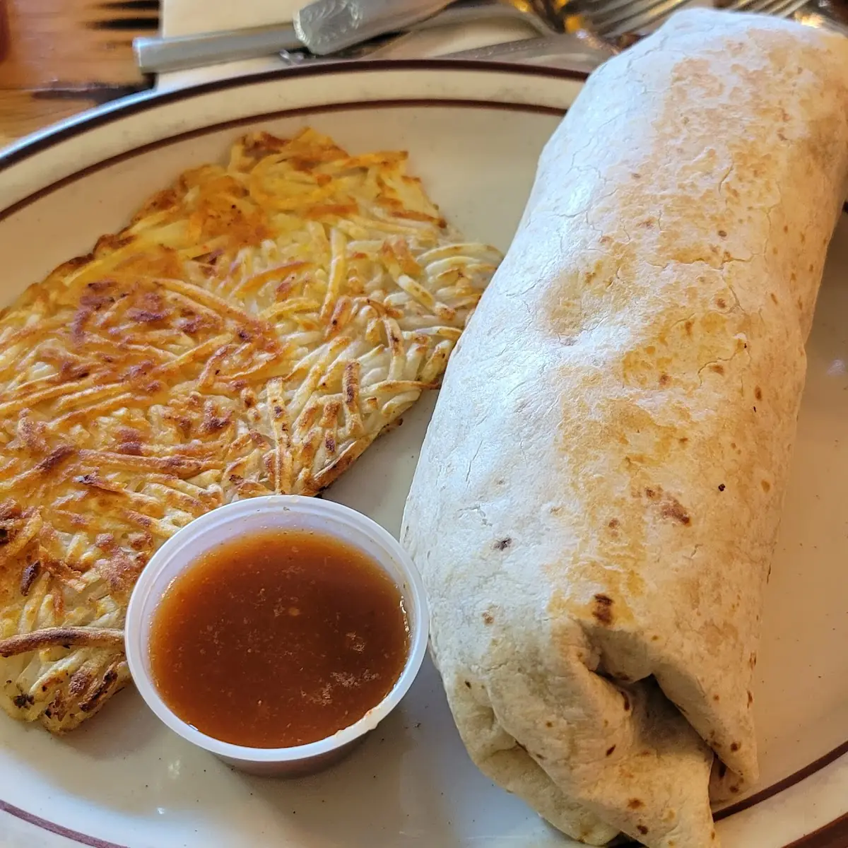 Breakfast Burrito and Hash Browns