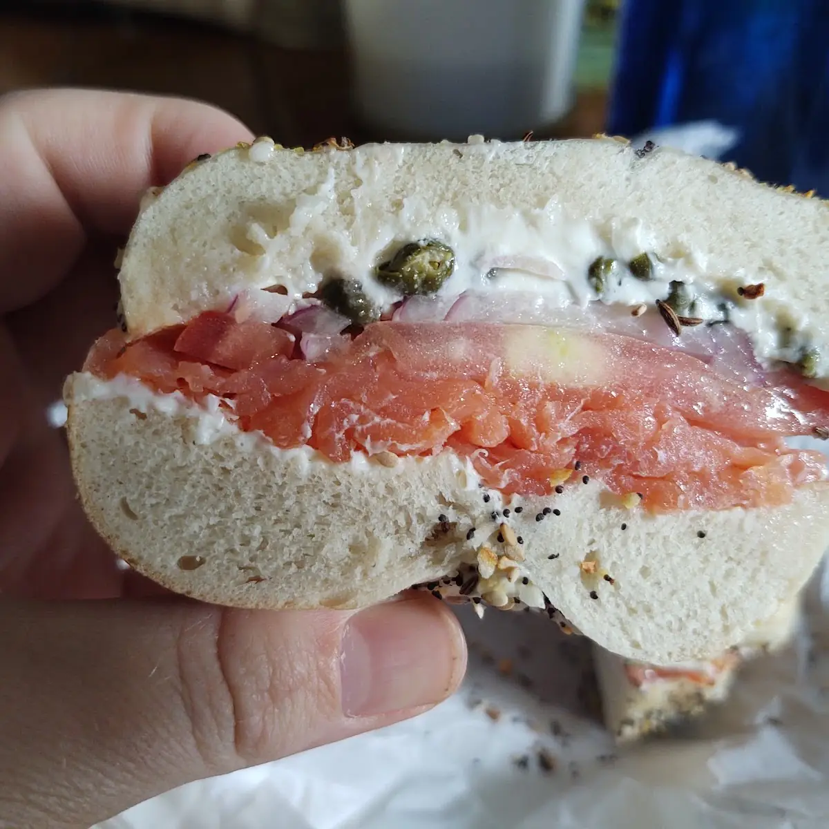 Lox Sandwich on an Everything Bagel