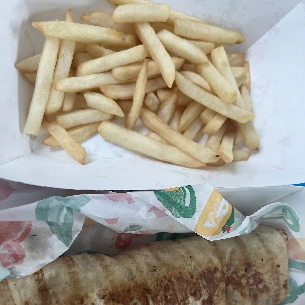 Chicken Shawarma Wrap and Fries