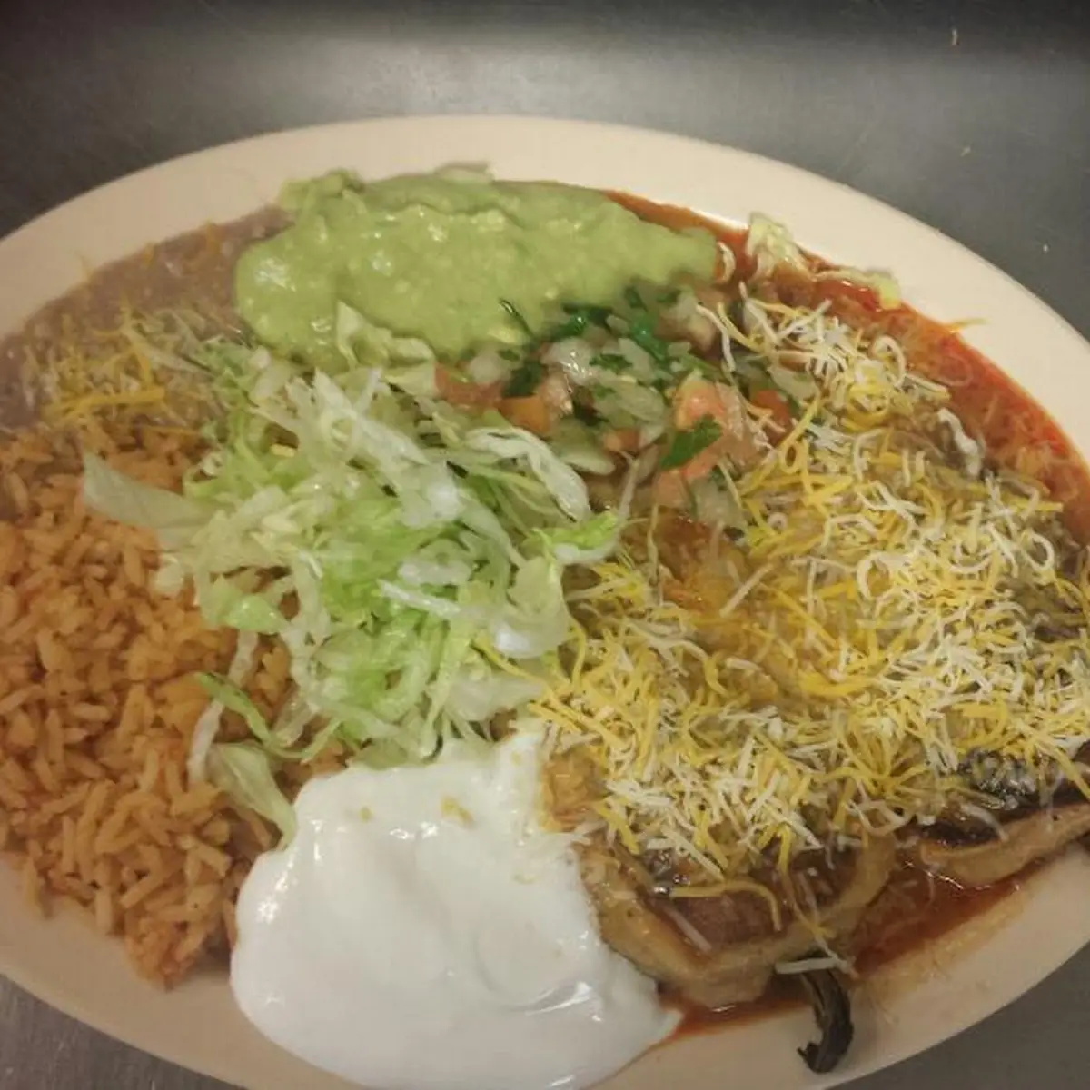 Bean Tostada & Enchilada
