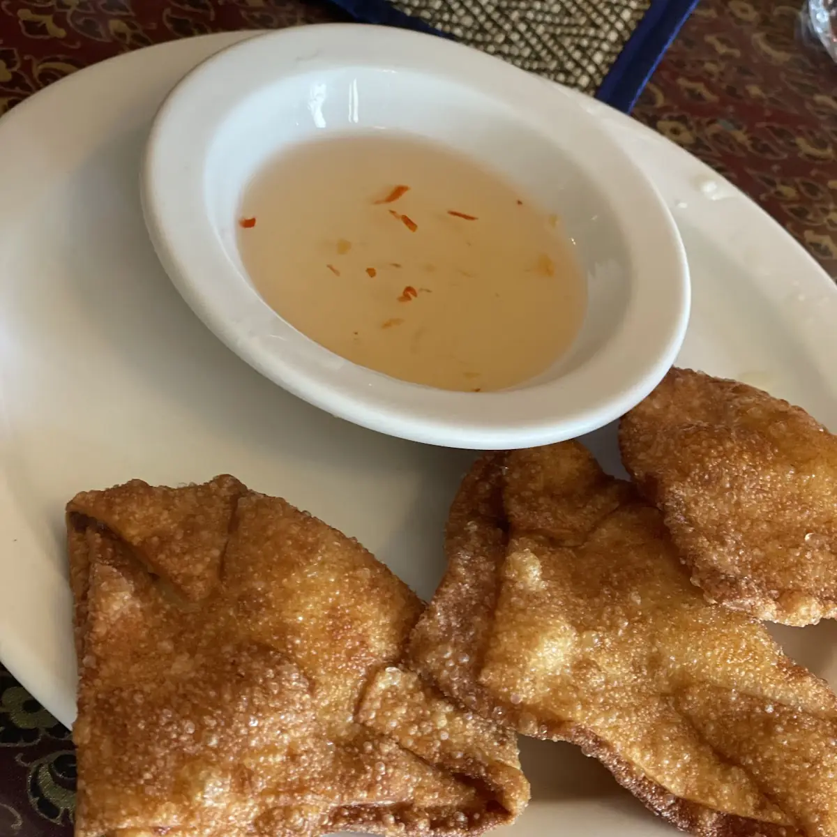 Crab Rangoon a Little Too Well Done