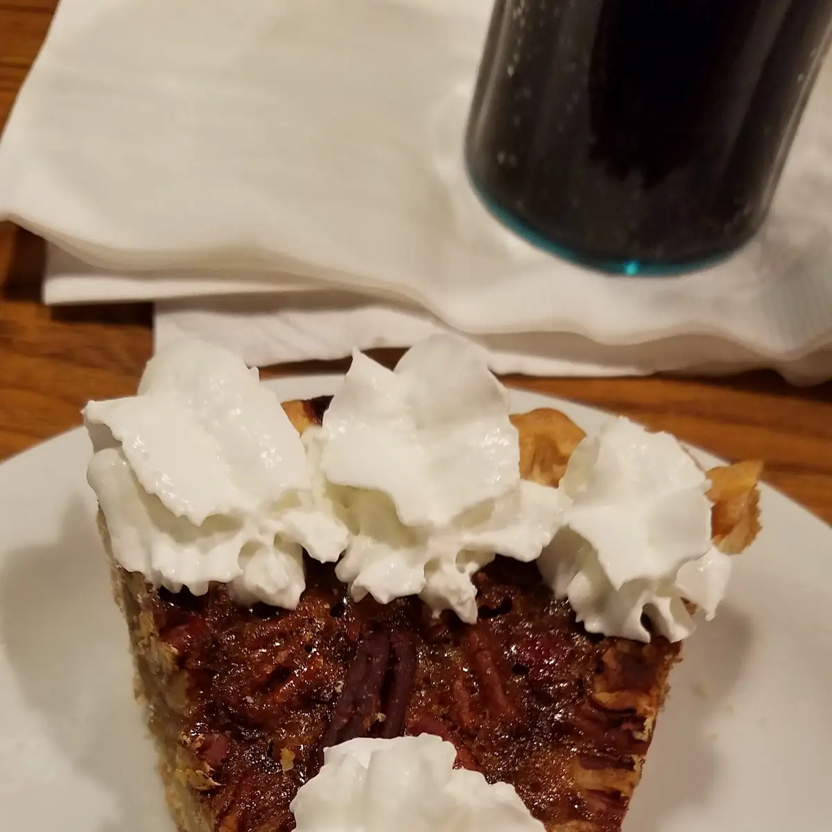 Pecan Pie with Whipped Cream Topping