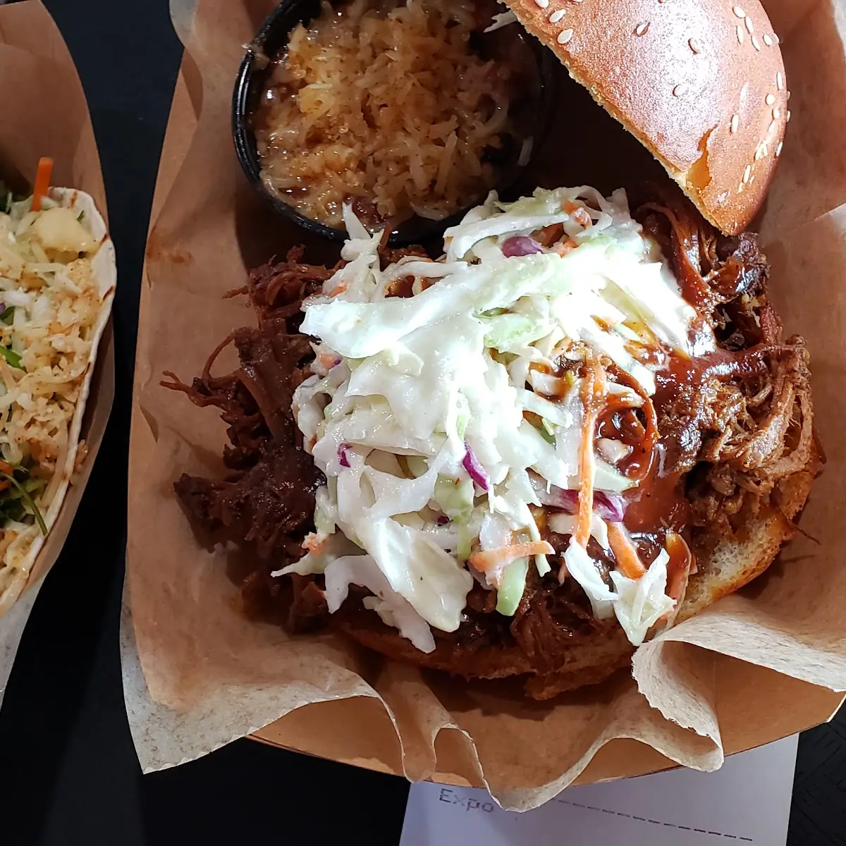 Chicken Tacos & Pulled-Pork Sandwich