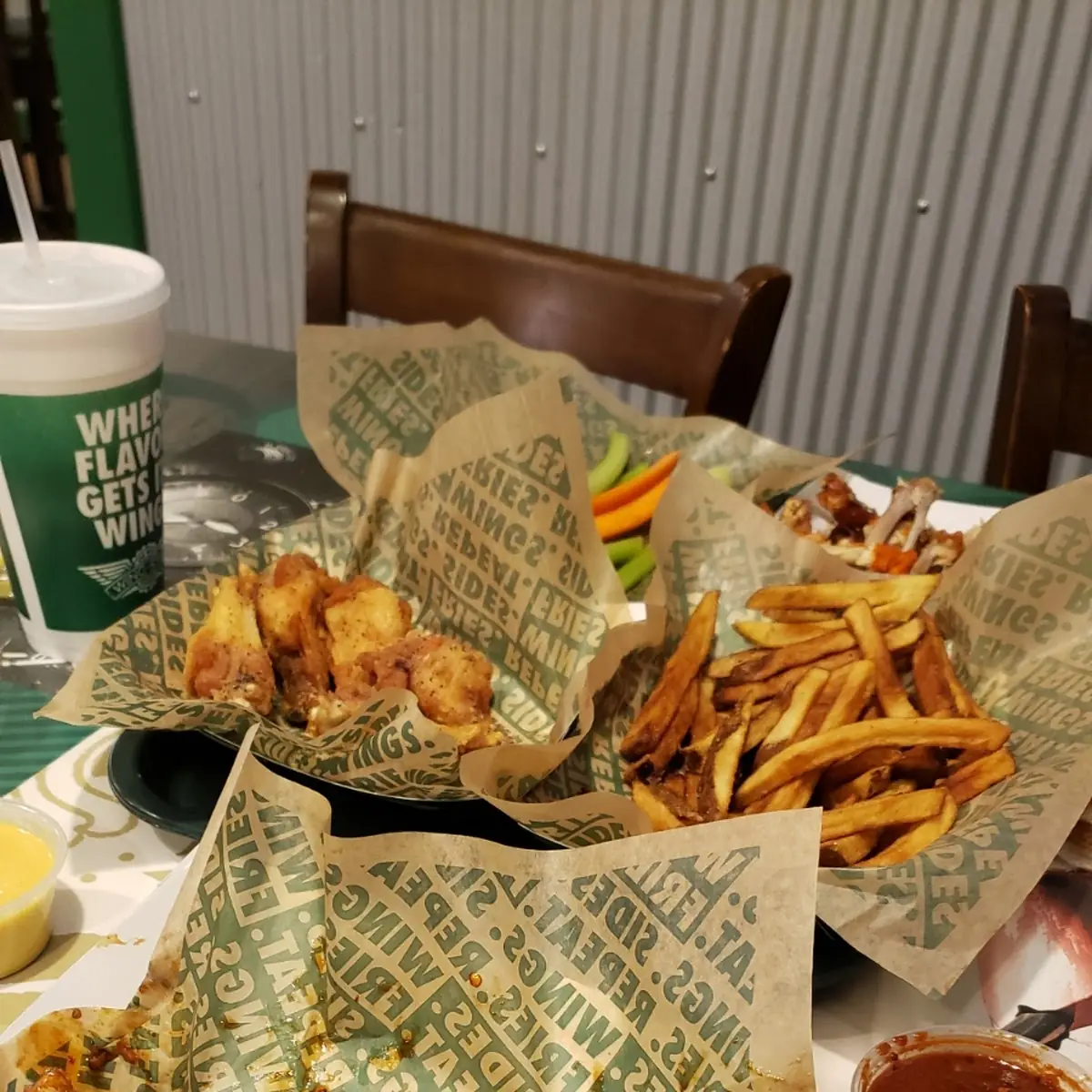 Spicy Korean Wings and Fries