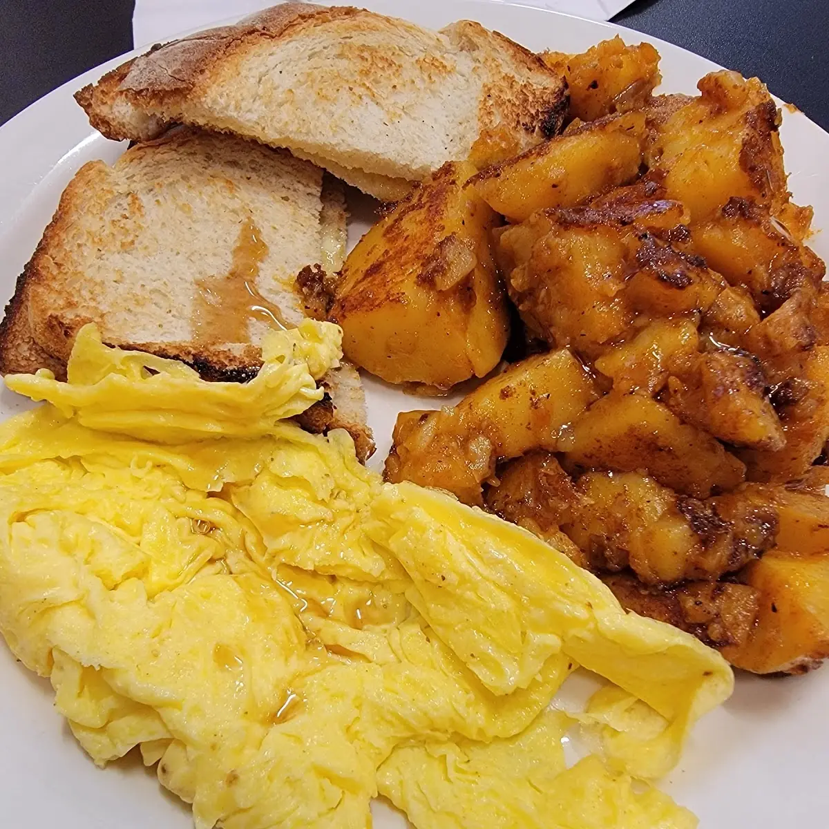Toasts Scrambled Eggs Home Fries
