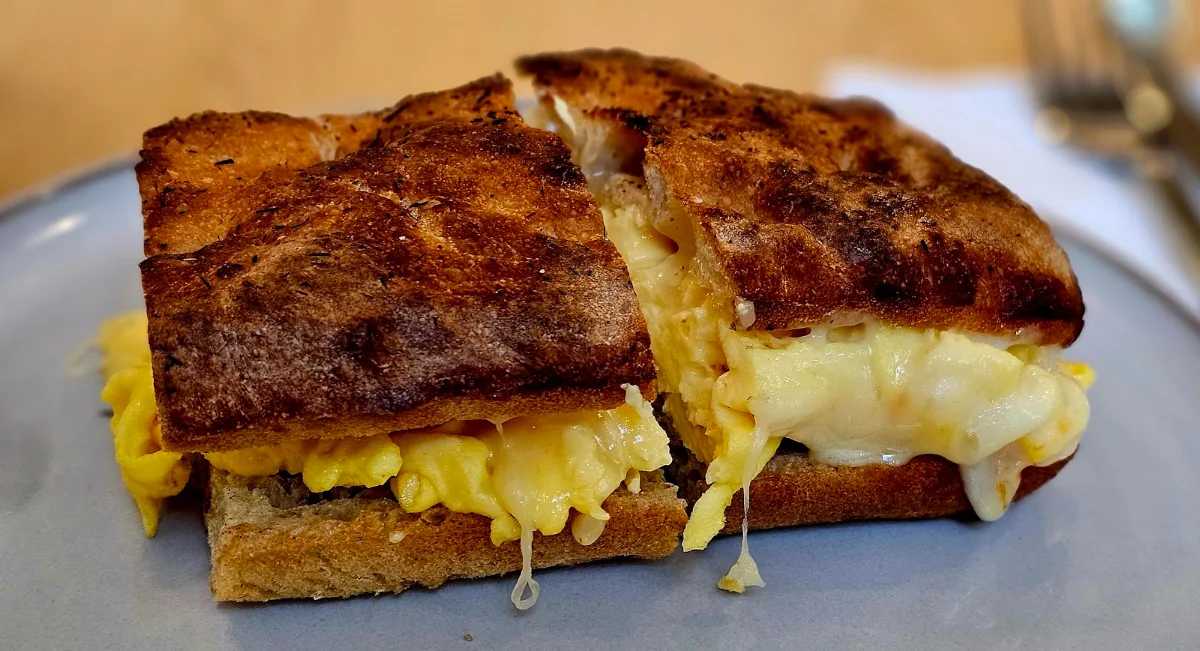 Breakfast Wilson Scrambled Eggs and Cheddar on Ciabatta