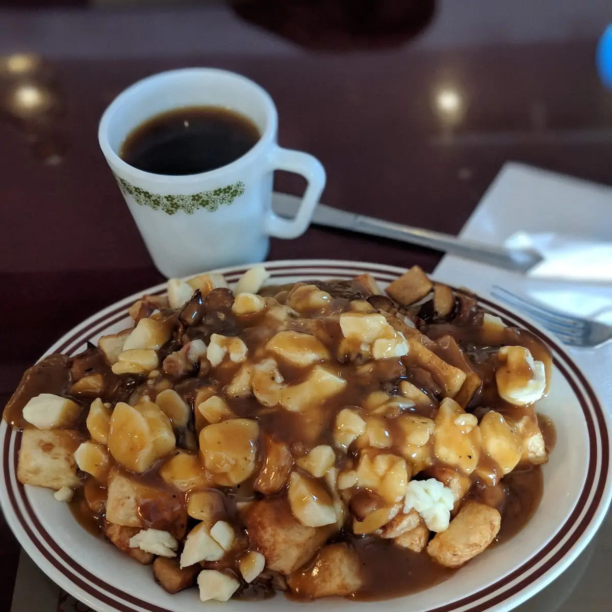 Breakfast Poutine with Coffee