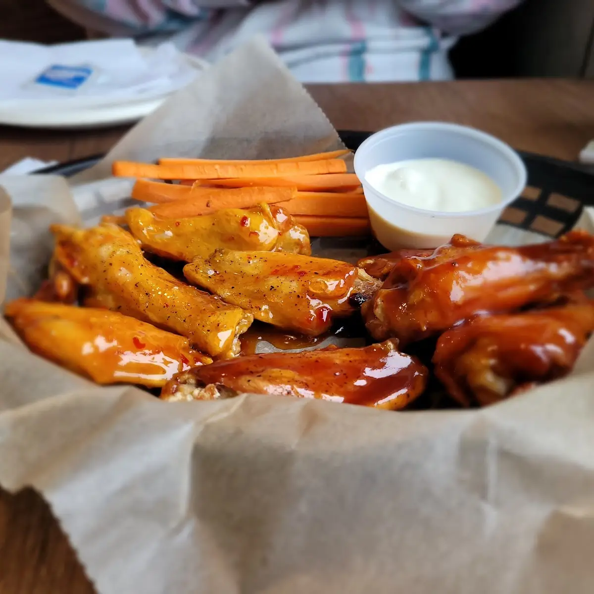 Half Asian Zing and Honey Barbecue Wings