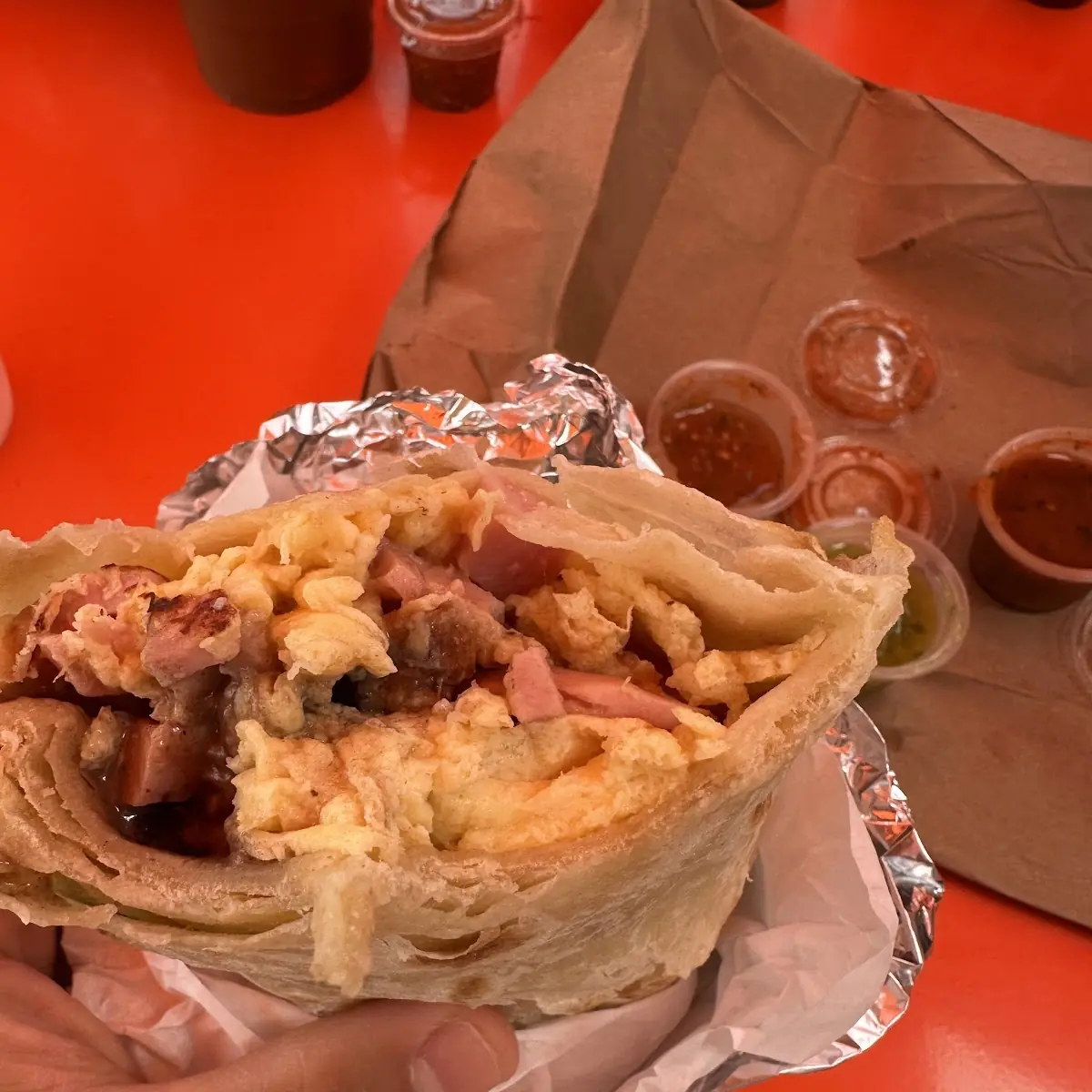 Ham Egg and Cheese Burrito