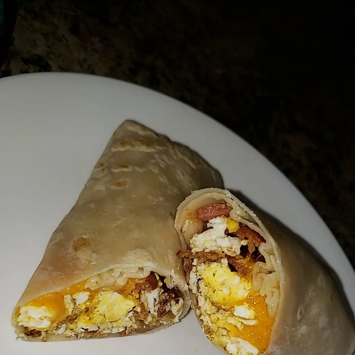 Bacon Egg and Cheese Burrito Minus the Potatoes