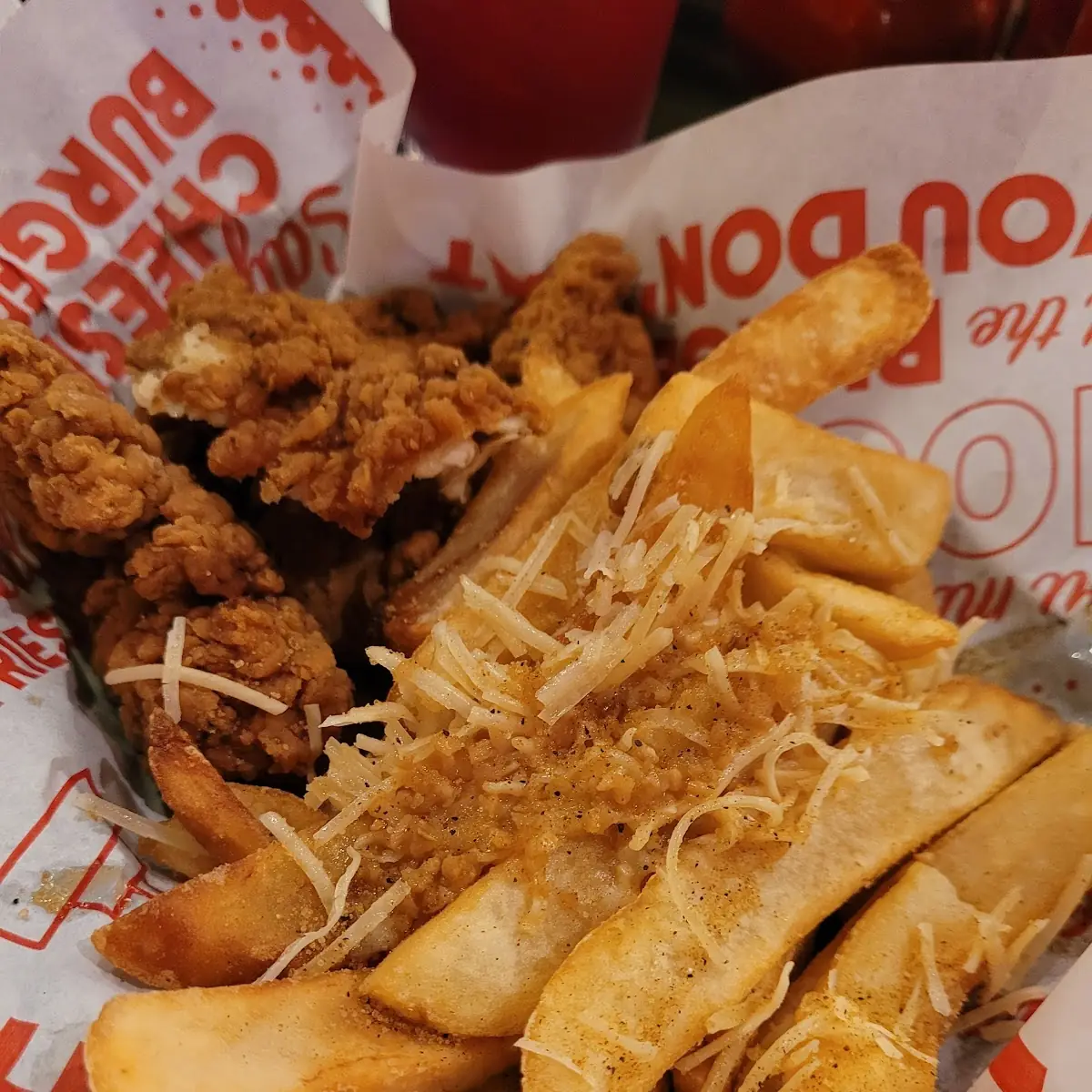Chicken Tenders with Garlic Fries