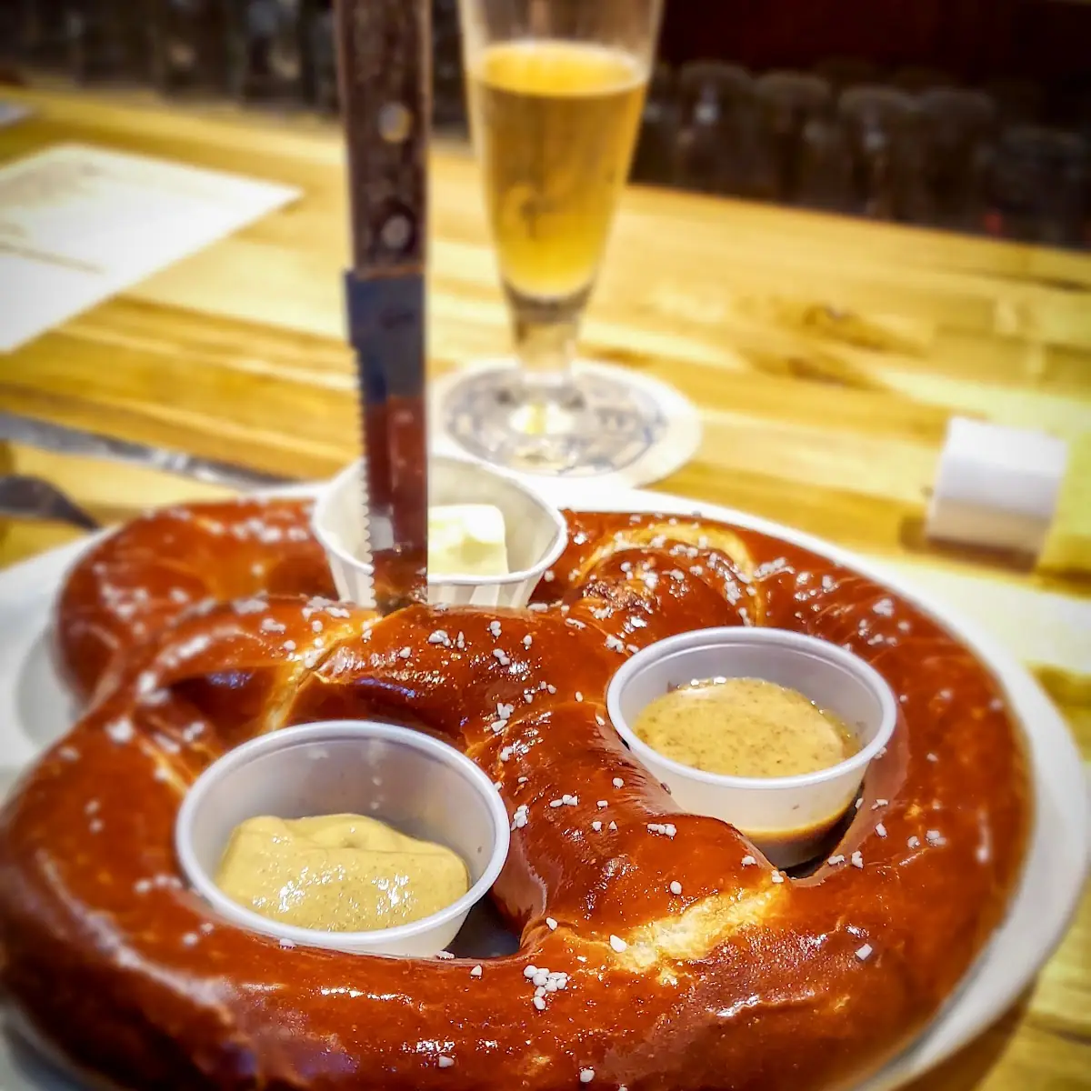 Salted Pretzel with Dipping Sauces