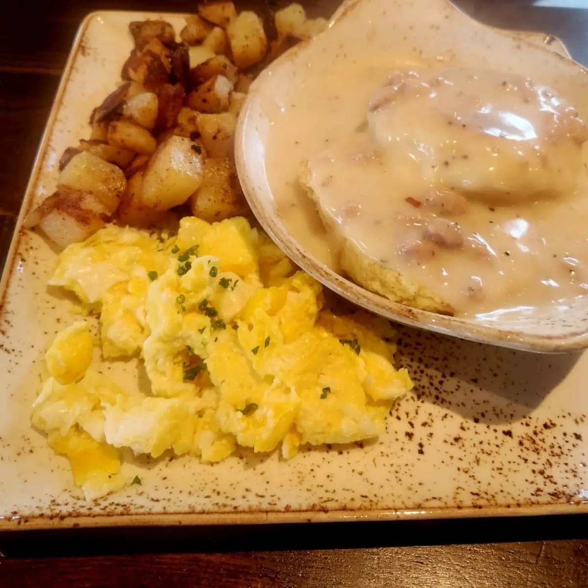 Biscuits and Gravy with Scrambled Eggs