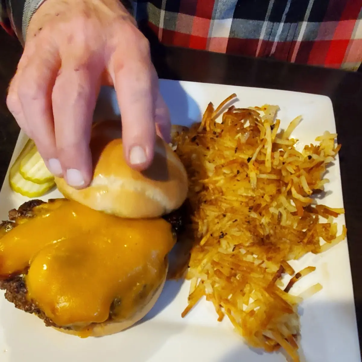 Cheese Burger with Hash Browns