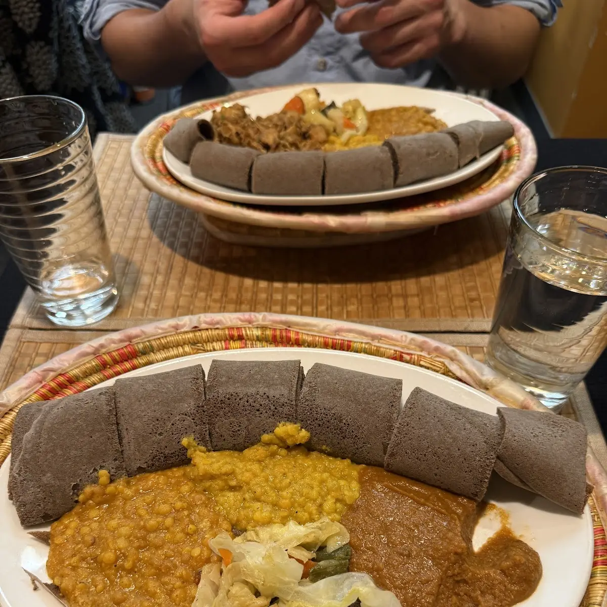 Injera with Meat and Vegetables