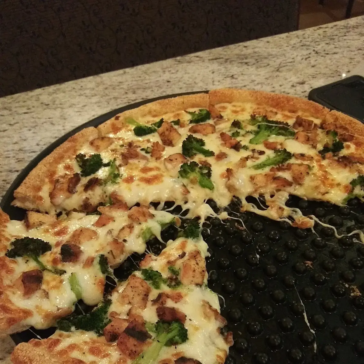 Broccoli Chicken Alfredo Pizza