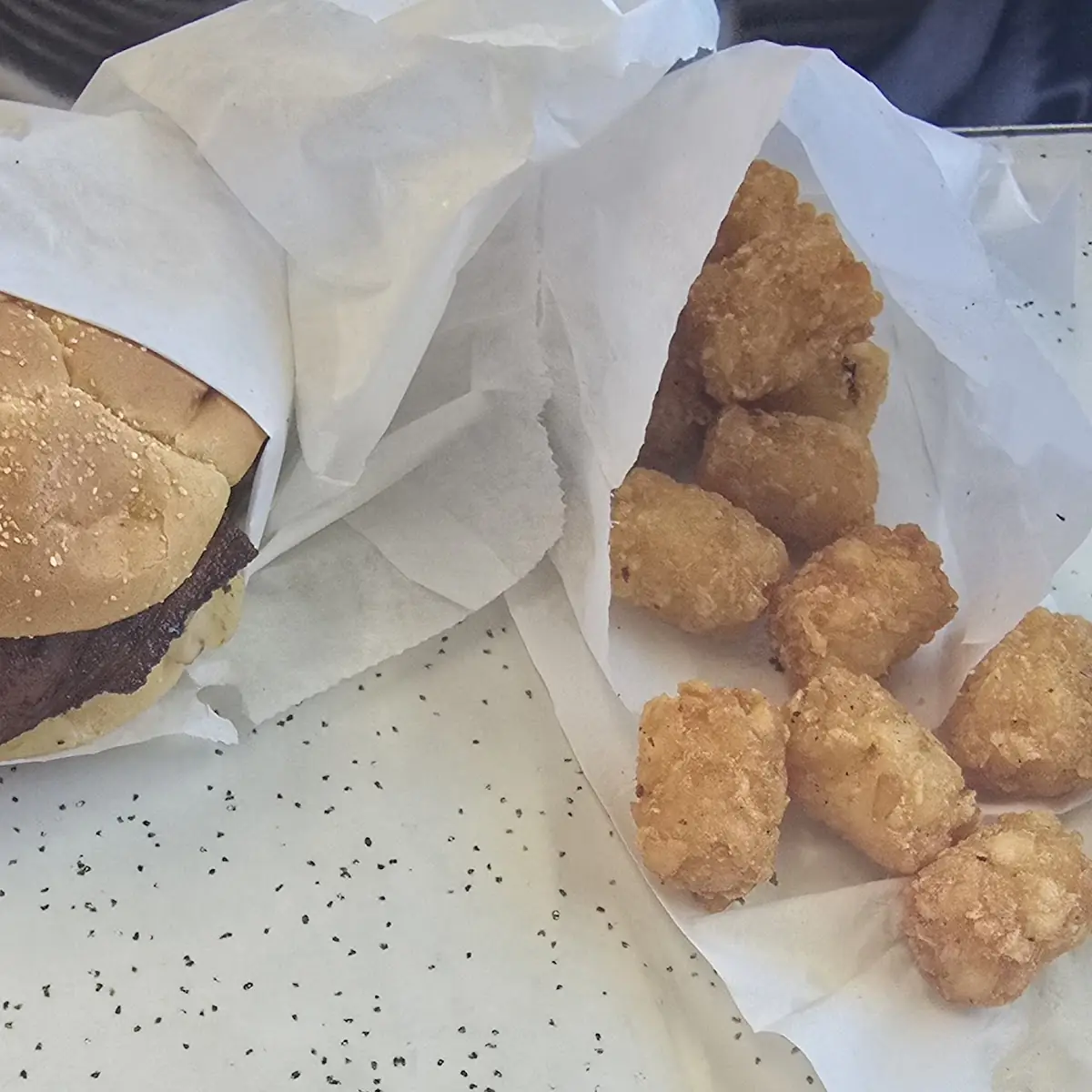 Bacon Burger with Gems Tator Tots