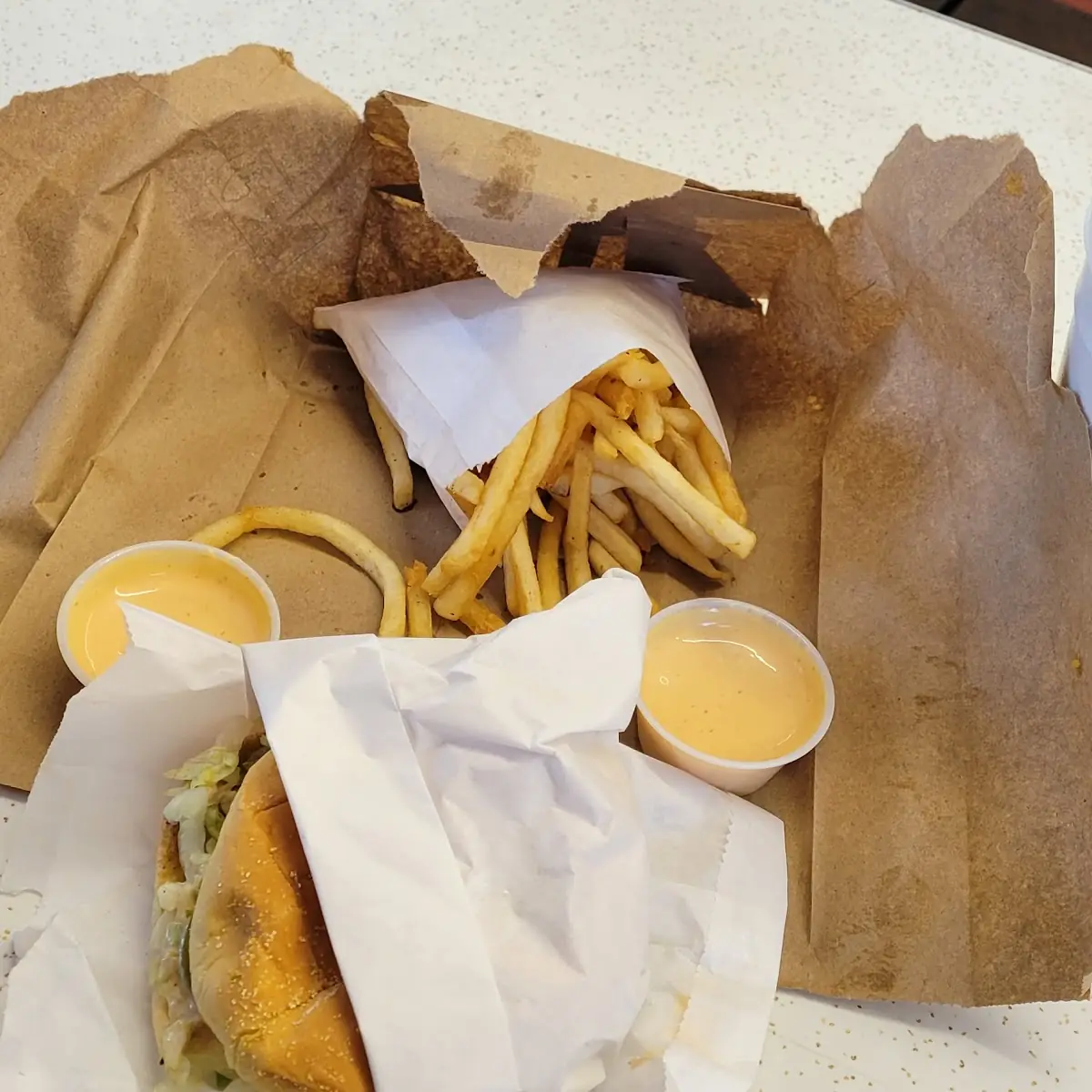 Double Cheeseburger & Fries with a Chocolate Shake