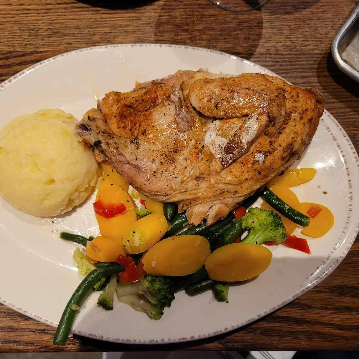 Roasted Chicken Mashed Potato Green Beans