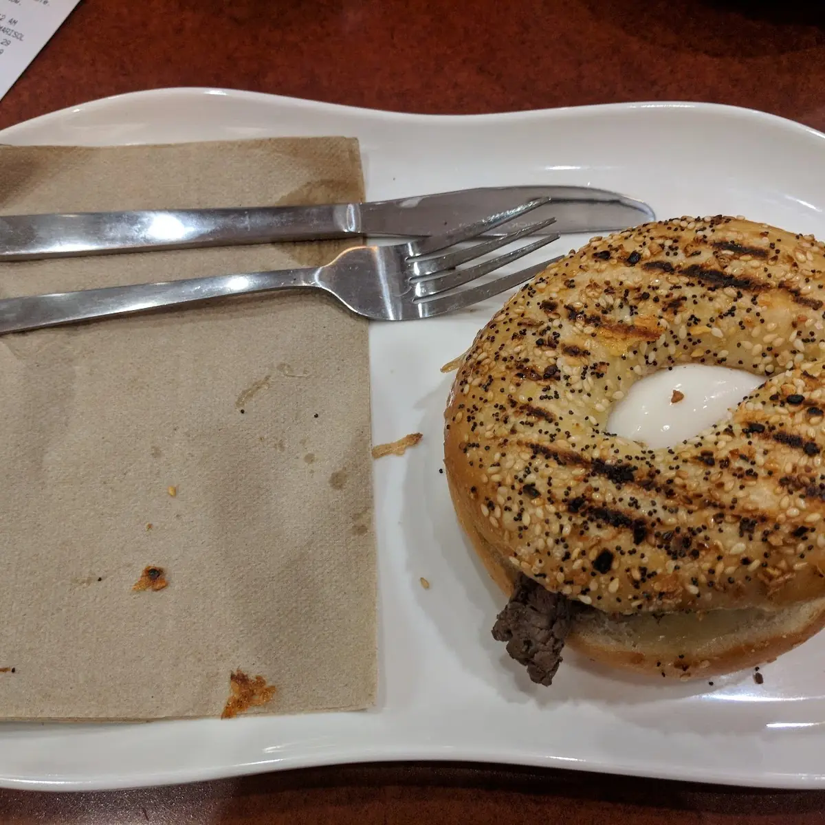 Steak Egg and Cheese on Everything Bagel