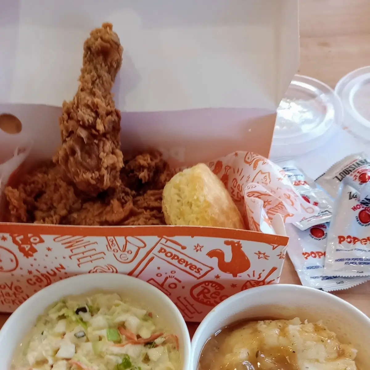 Fried Chicken Cole Slaw Mashed Potatoes and Gravy