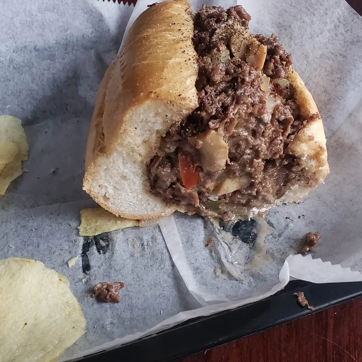Steak and Cheese Peppers Onions Mushrooms