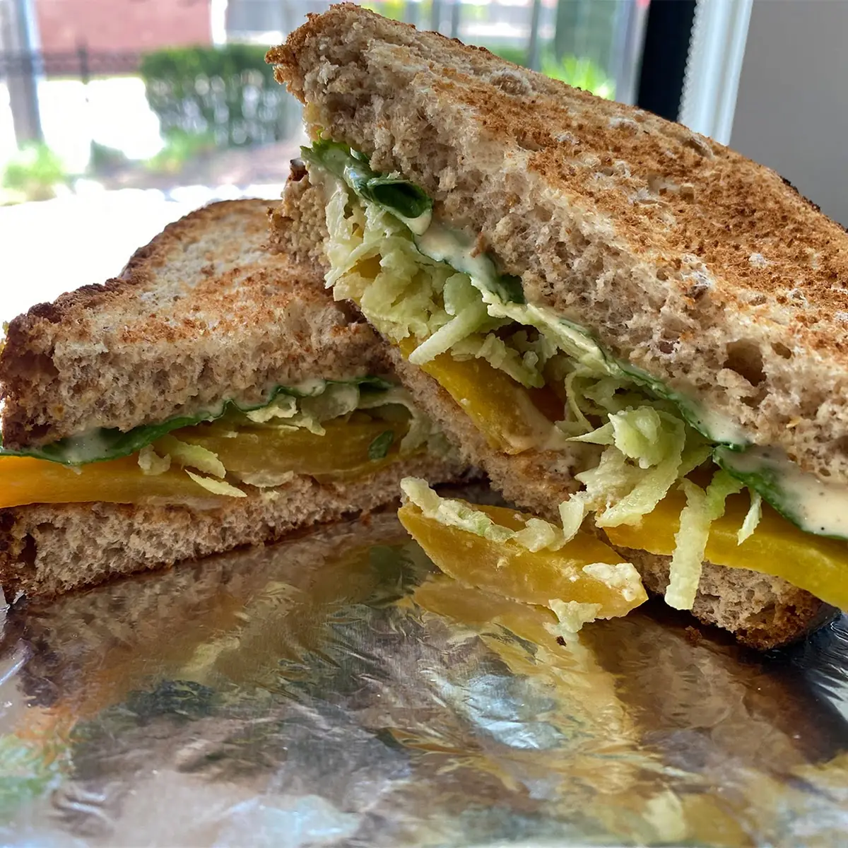 Mustard-Apple-Greens Grilled Cheese