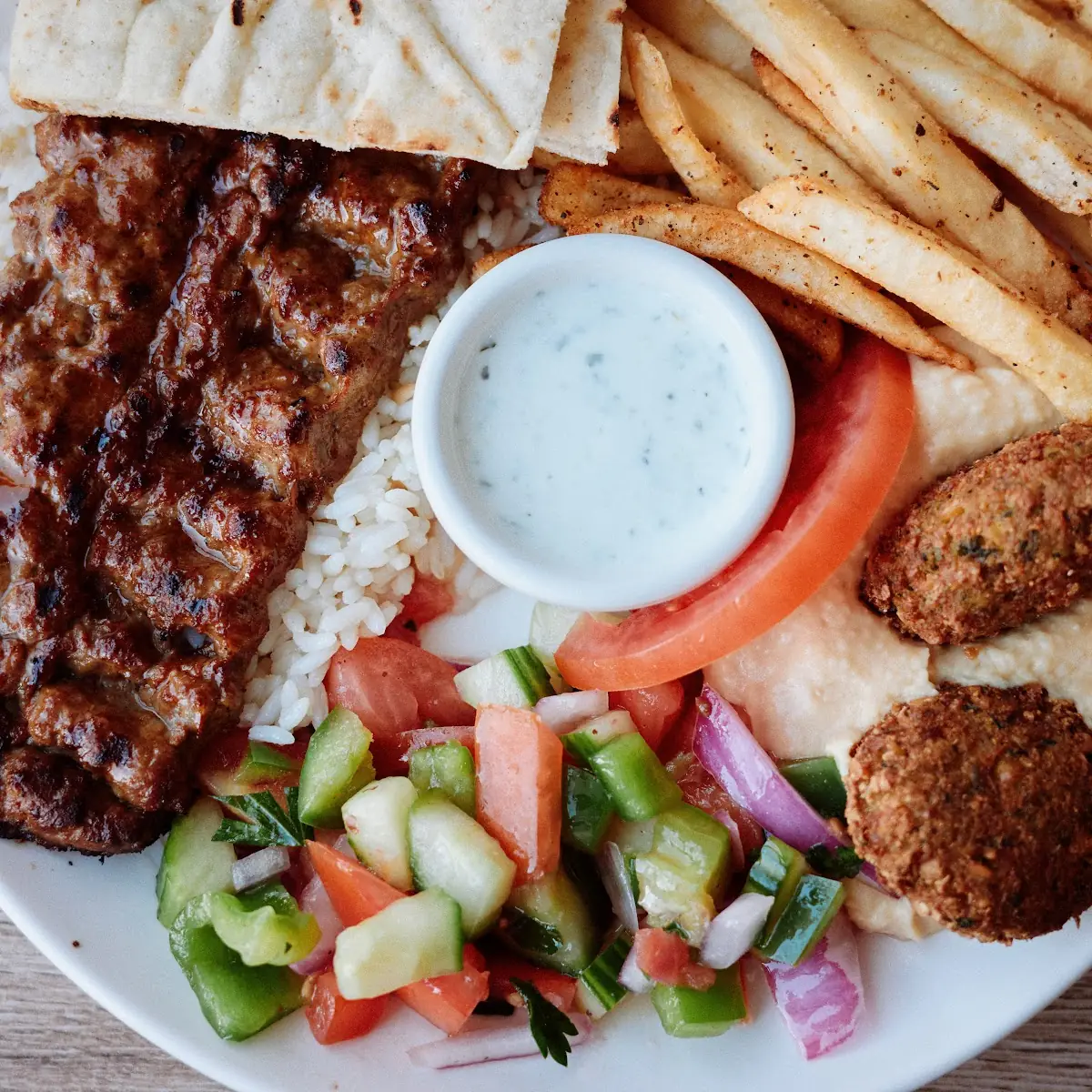 Lamb Gyro and Falafel Platter