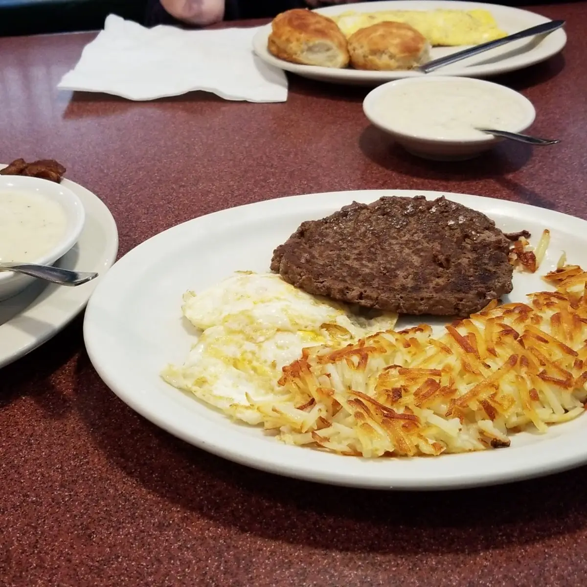 Egg Hash Browns Biscuits and Gravy