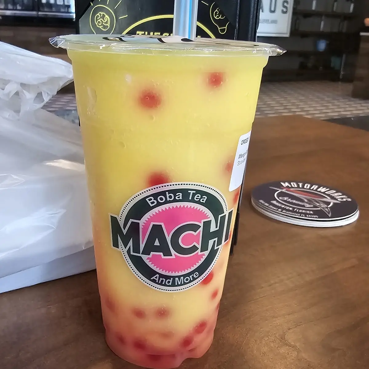 Mango Slush with Strawberry Bursting Boba