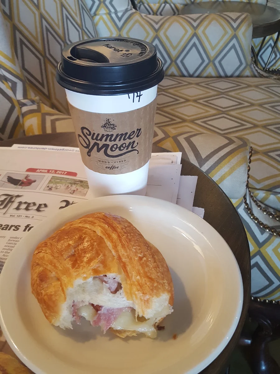 Coffee and Ham & Swiss Croissant