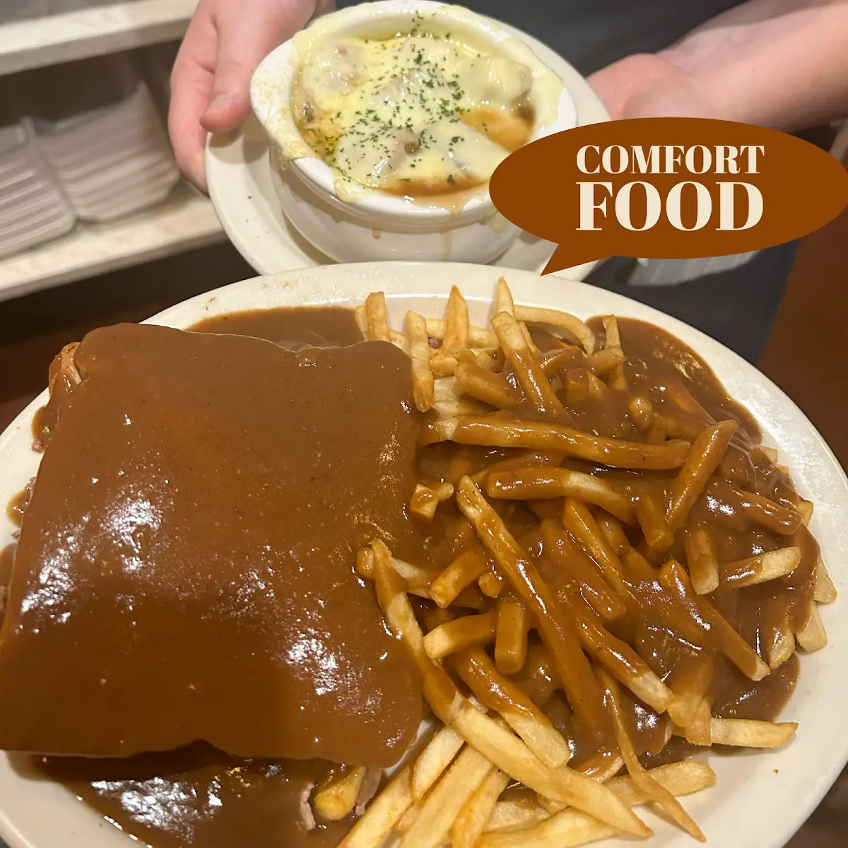 Hot Roast Beef Sandwich with Fries