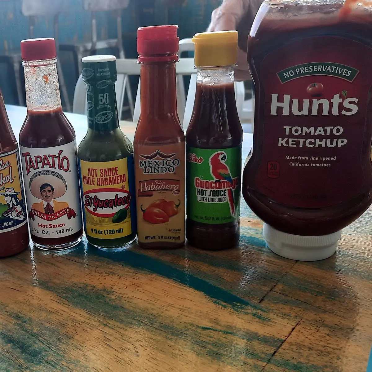 Horchata and Various Hot Sauces