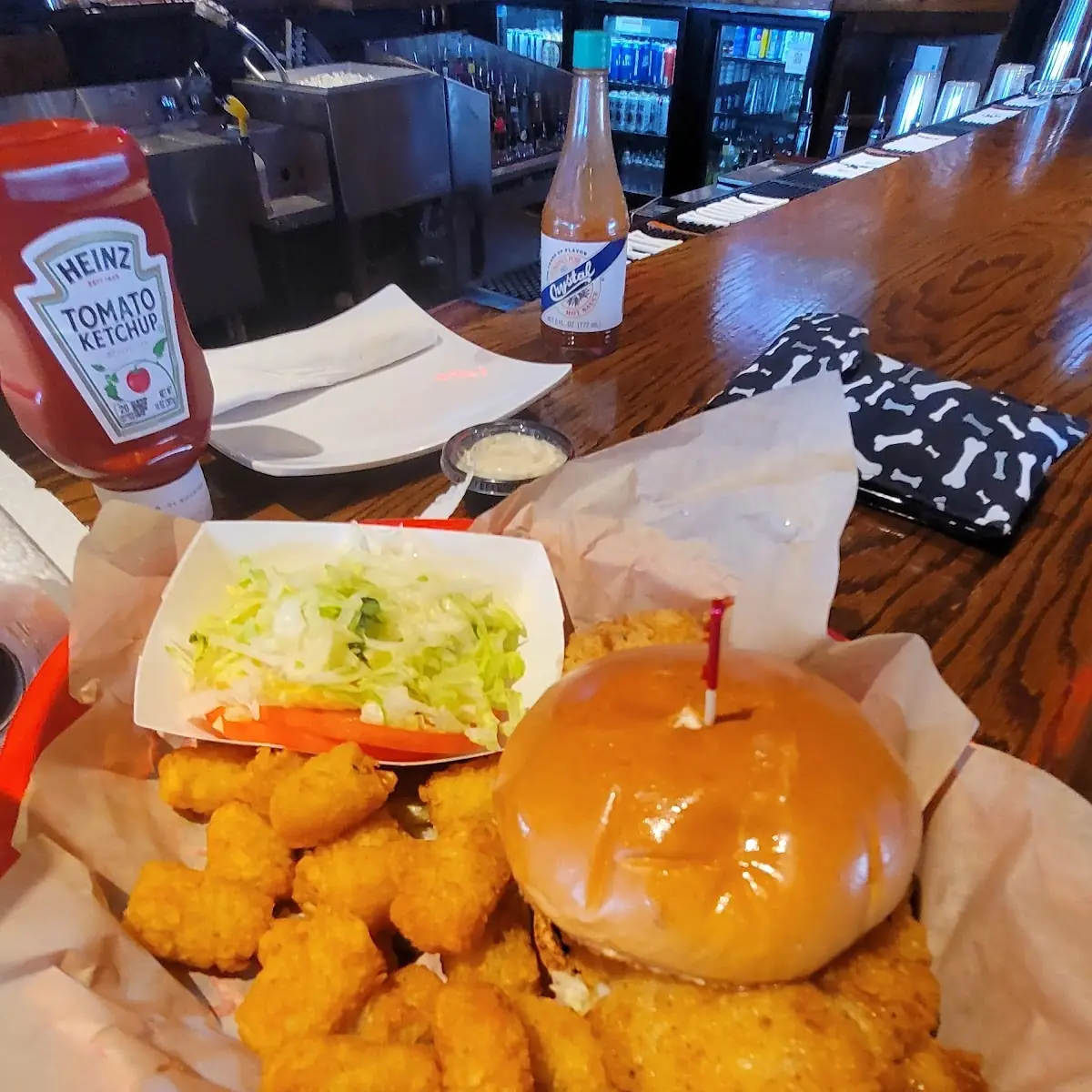 Big Fish Sandwich with Tots