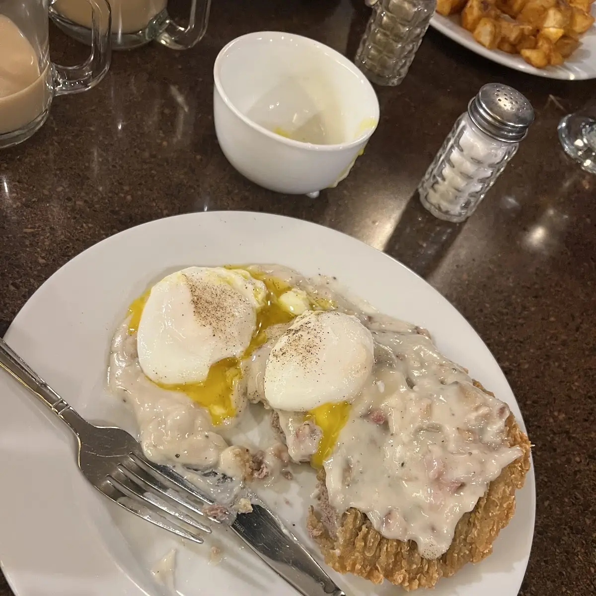Chicken Fried Steak with Poached Eggs