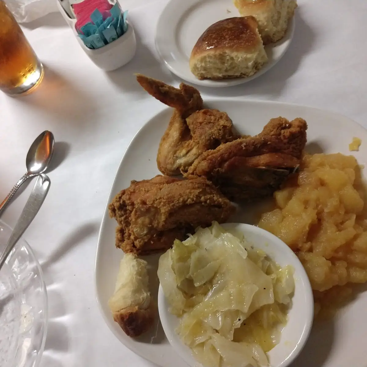Fried Chicken Cabbage and Fried Apples