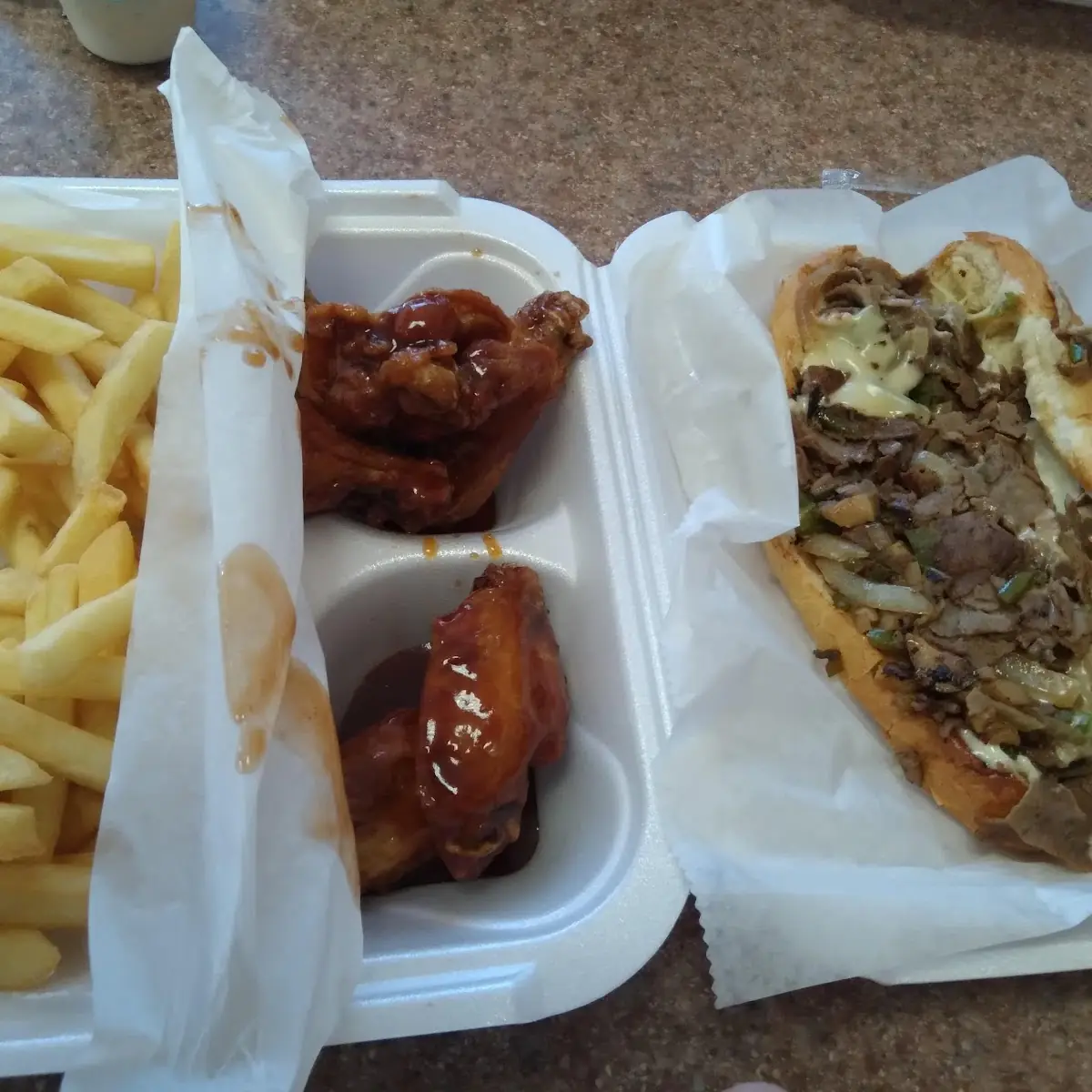 Philly Cheese Steak Sandwich and Wing Combo