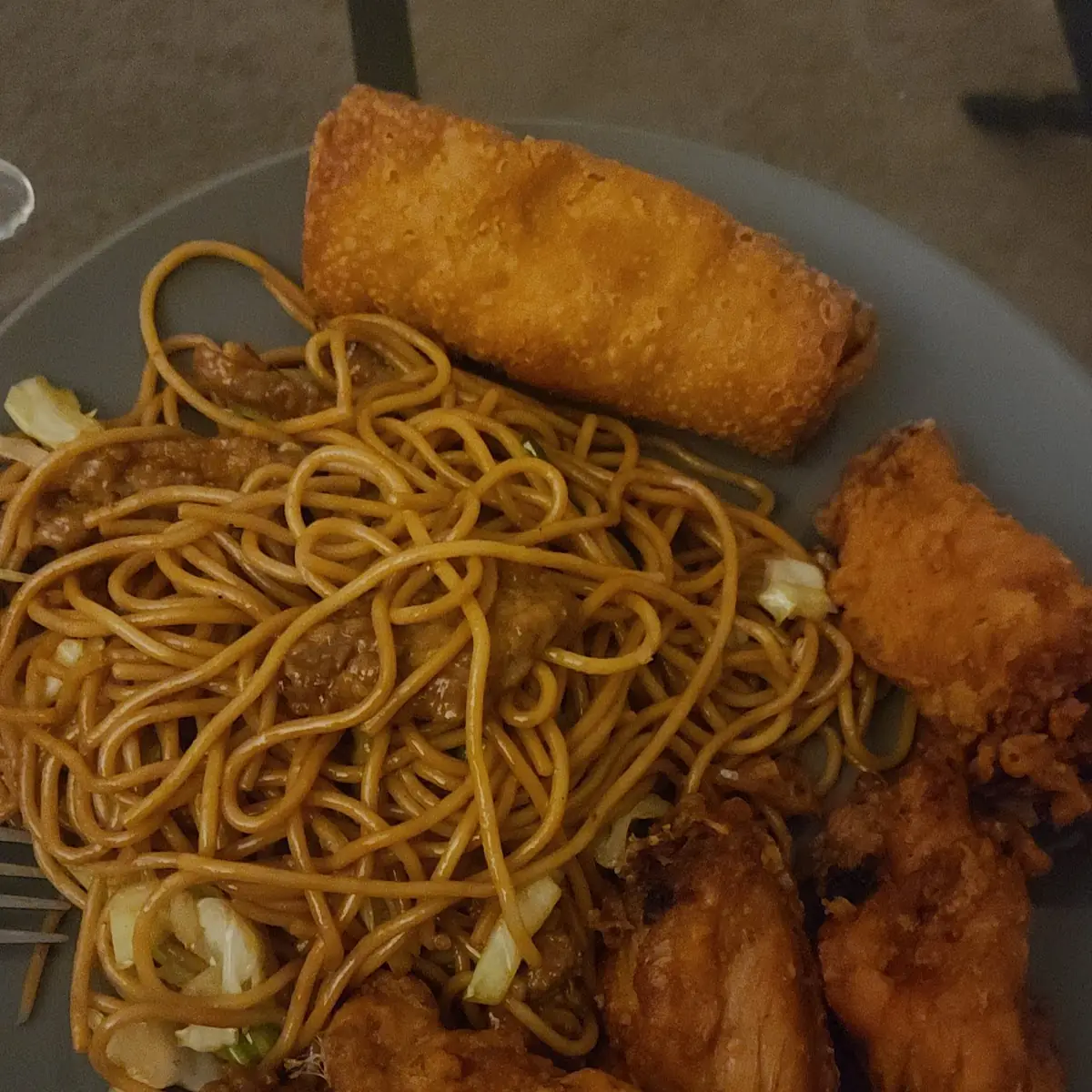 Beef Lo Mein Fried Chicken Wings Egg Roll