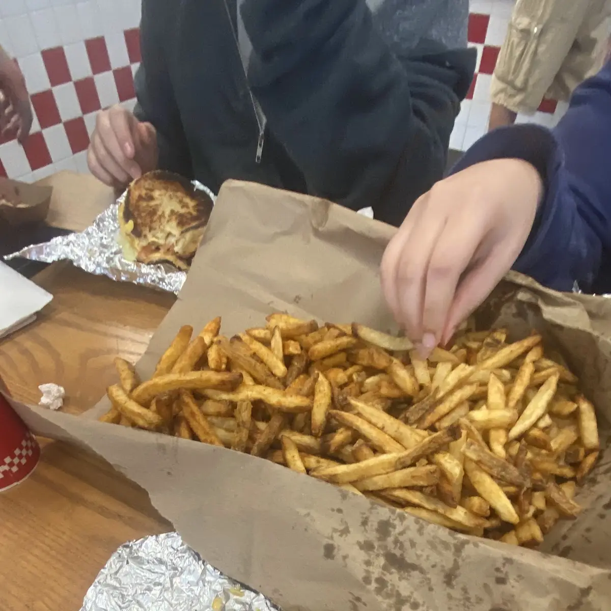 Grilled Cheese Burger and Fries