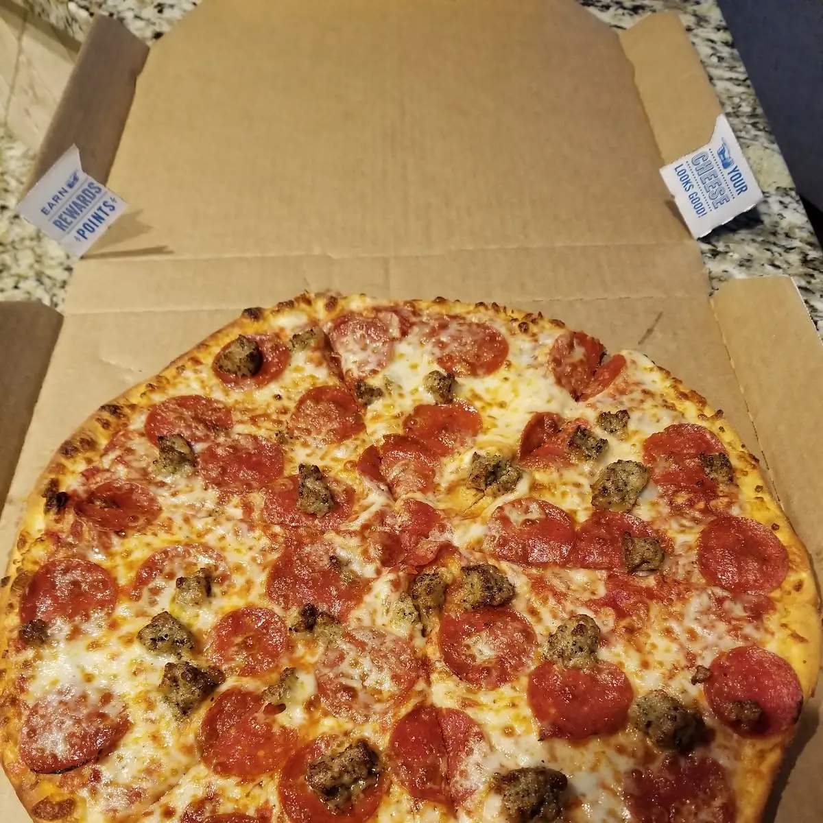 Pepperoni Sausage Extra Cheese Thin Crust
