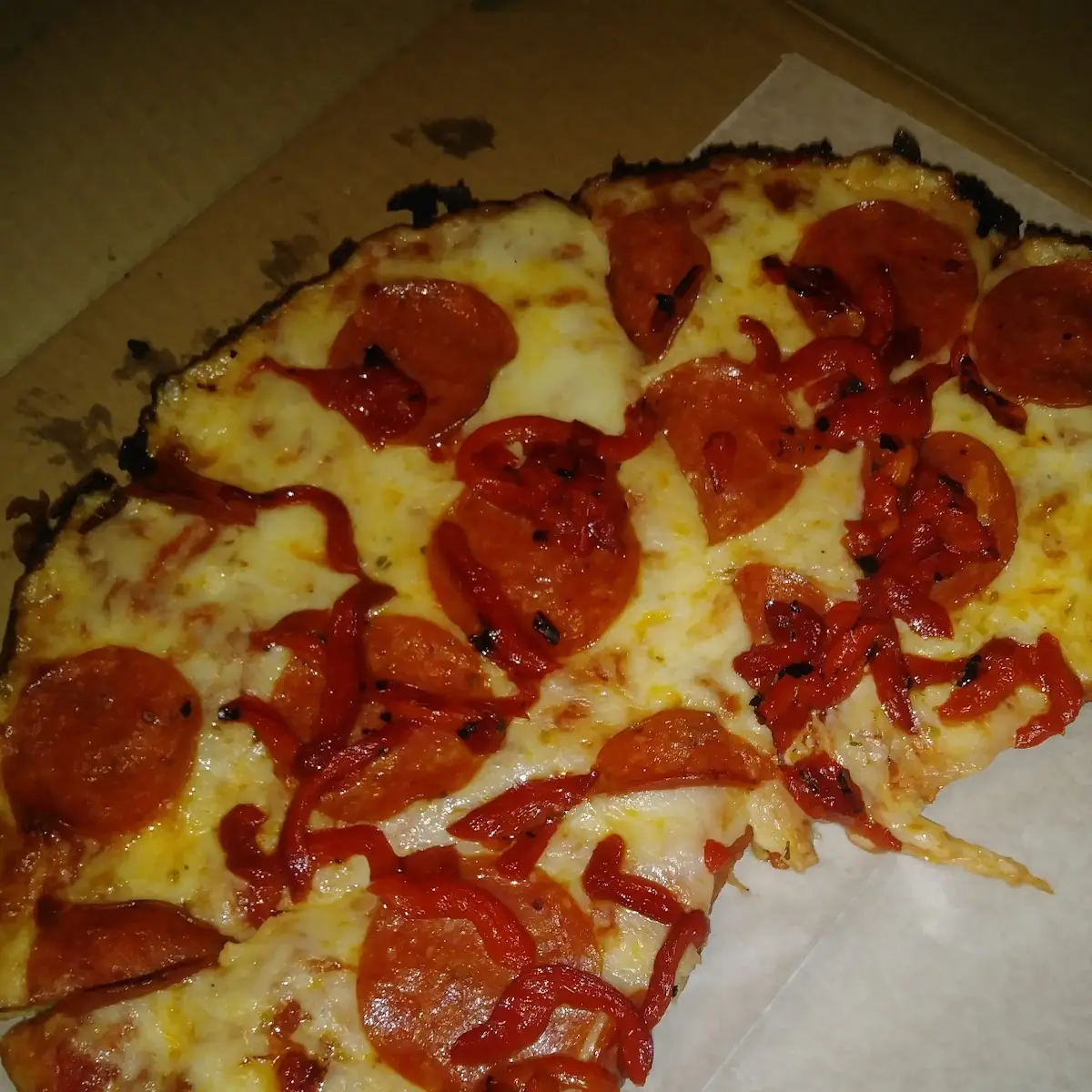 Pepperoni and Roasted Red Pepper Pizza