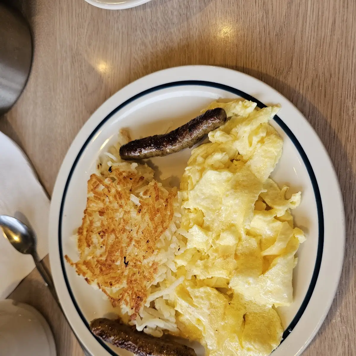 Scrambled Eggs Sausage and Hash Browns