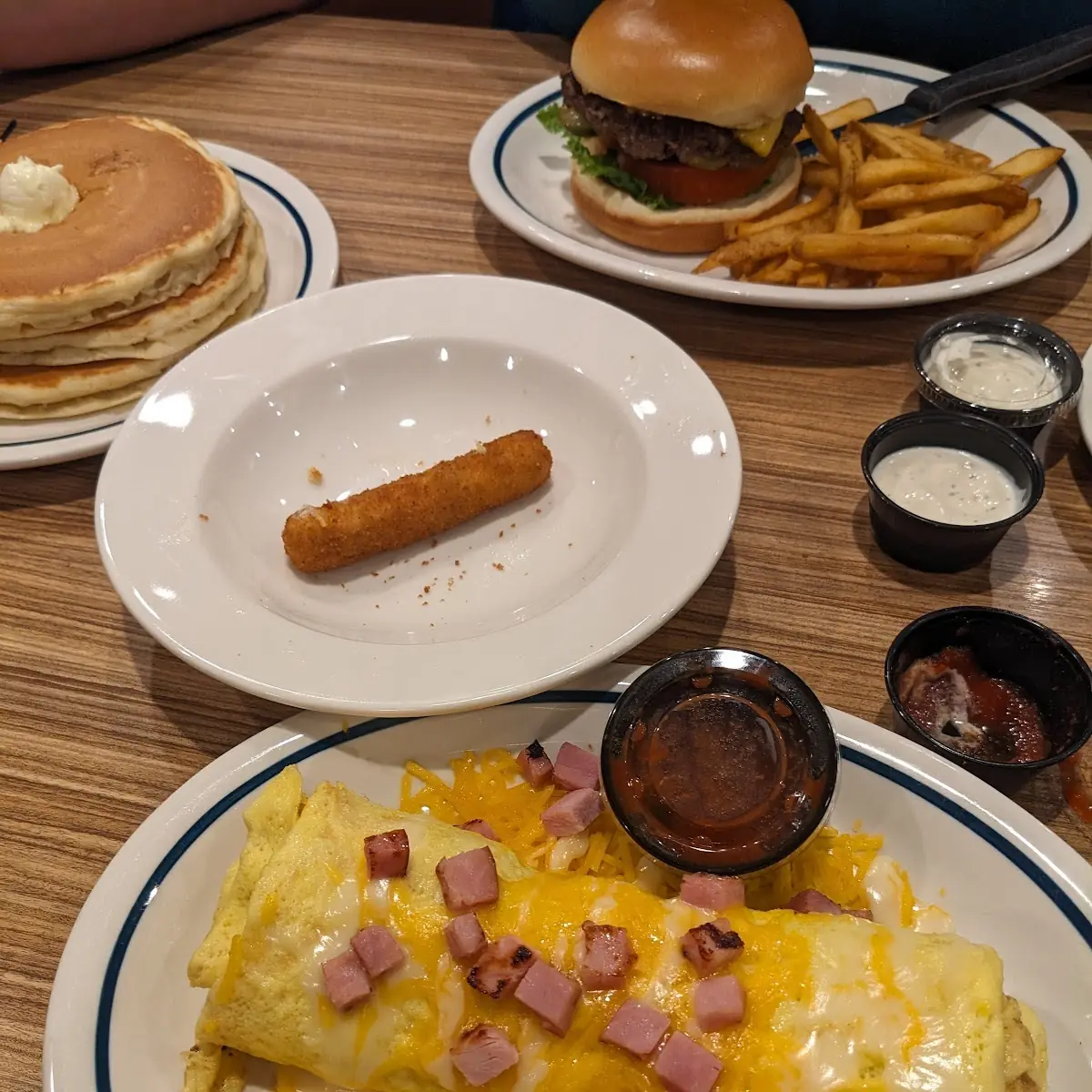 Ham and Cheese Omelette and Mozzo Stick