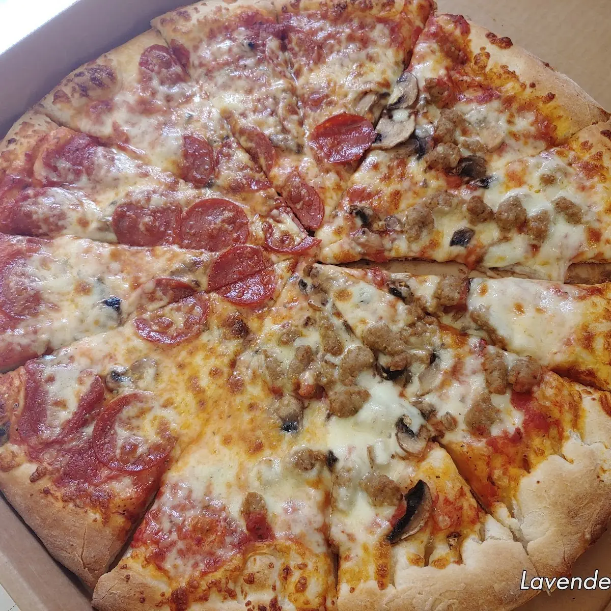 Half Mushroom Half Pepperoni Pizza