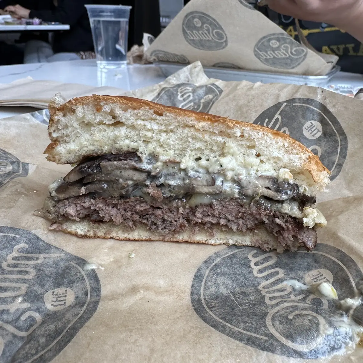 Mushroom Burger Cut in Half