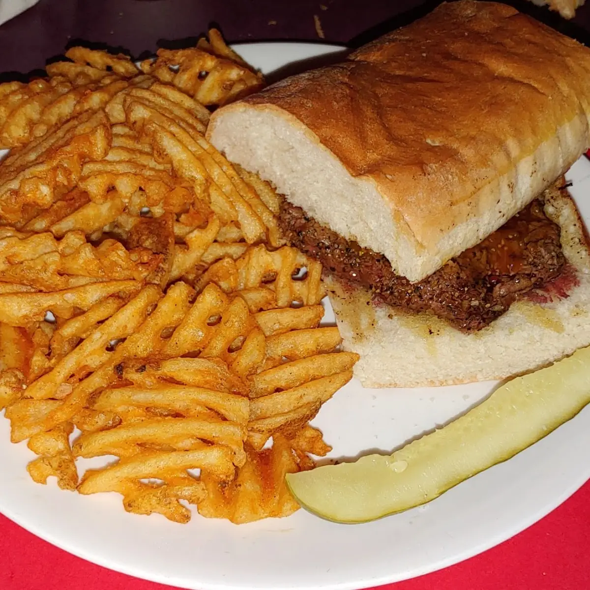 Steak Sandwich with Waffle Fries