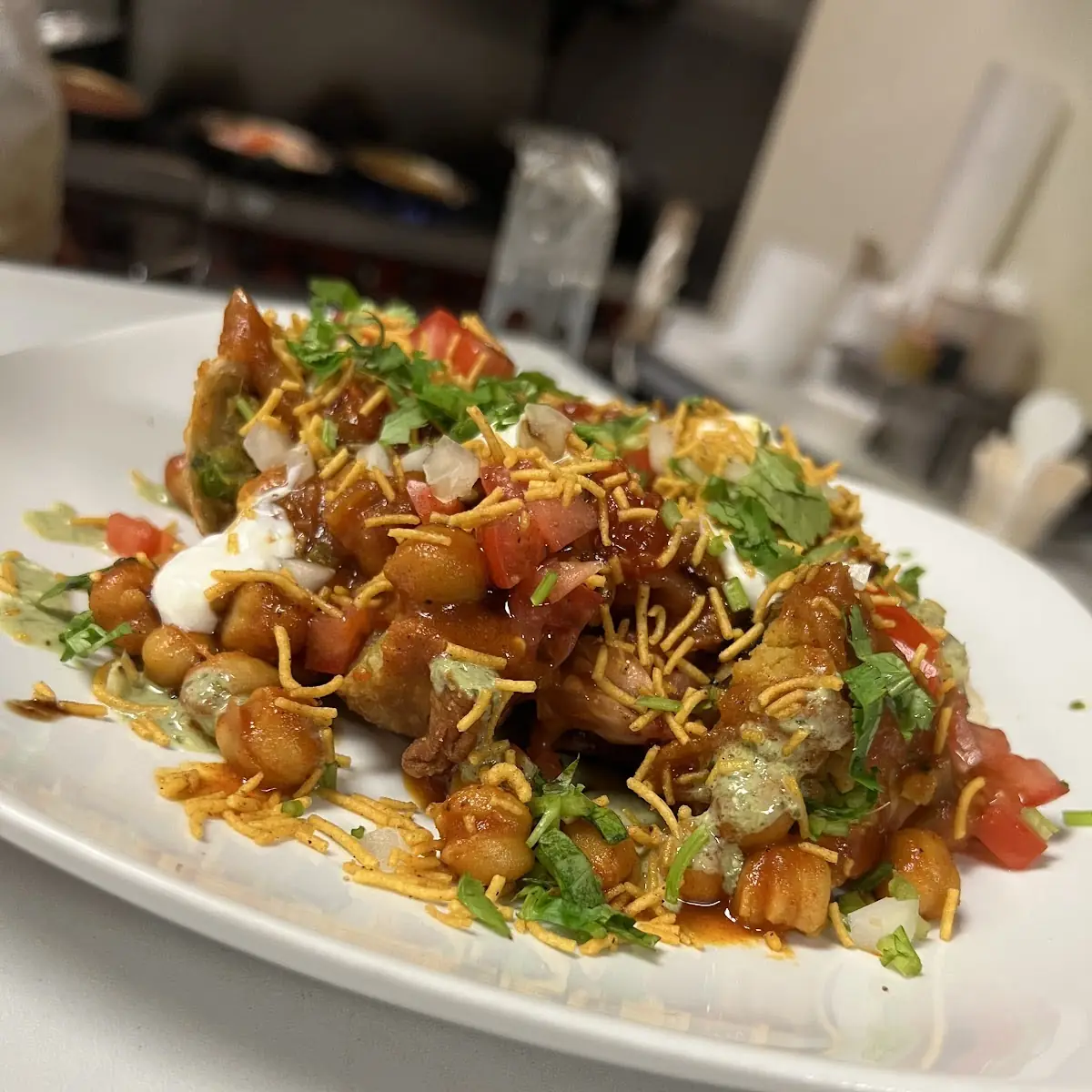 Aloo Tikki Samosa Chat